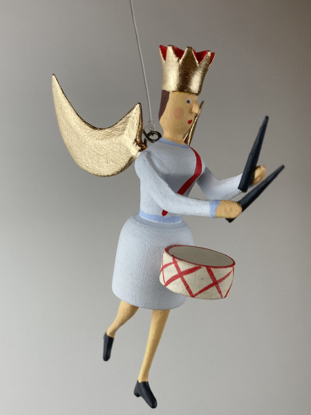 Musikengel schwebend mit Trommel, 10cm