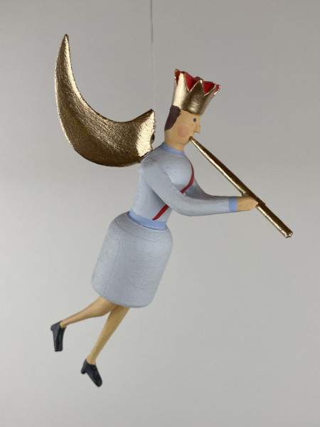 Musikengel schwebend mit Flöte, 10cm