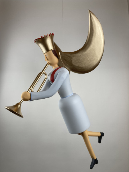 Musikengel schwebend, 55cm, mit Trompete