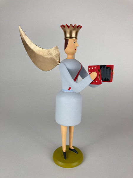 Musikengel stehend mit Harmonika, 20cm