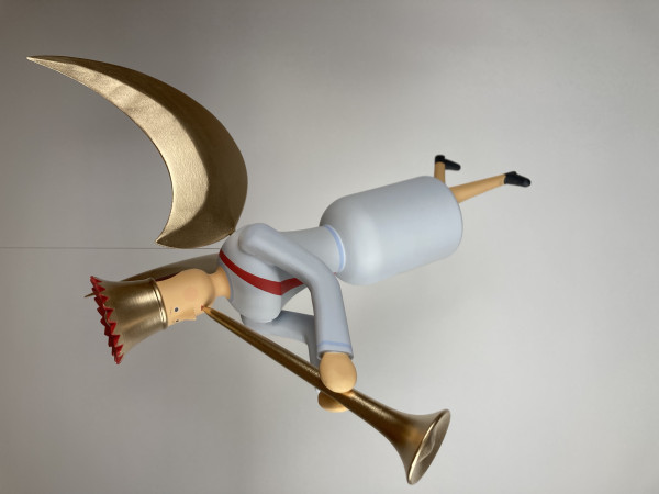 Musikengel schwebend, 40cm, mit Posaune