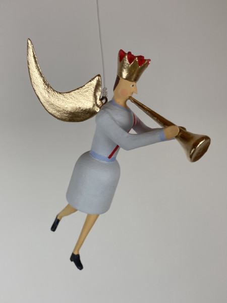 Musikengel schwebend, 55cm, mit Posaune