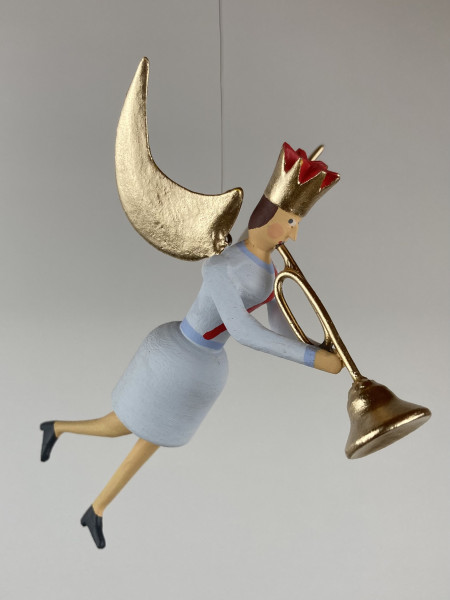 Musikengel schwebend mit Trompete, 10cm