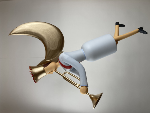 Musikengel schwebend, 55cm, mit Trompete