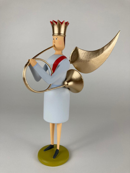 Musikengel stehend, mit Waldhorn, 20cm
