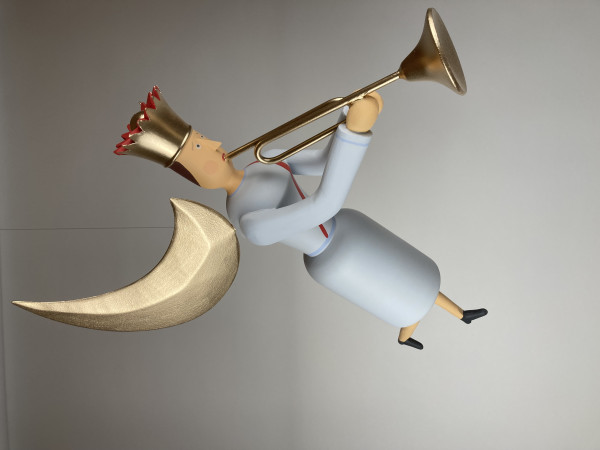 Musikengel schwebend, 40cm, mit Trompete